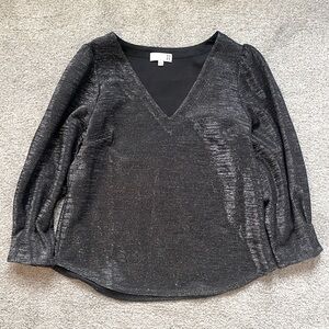 RO & DE Anthropologie black and silver party top